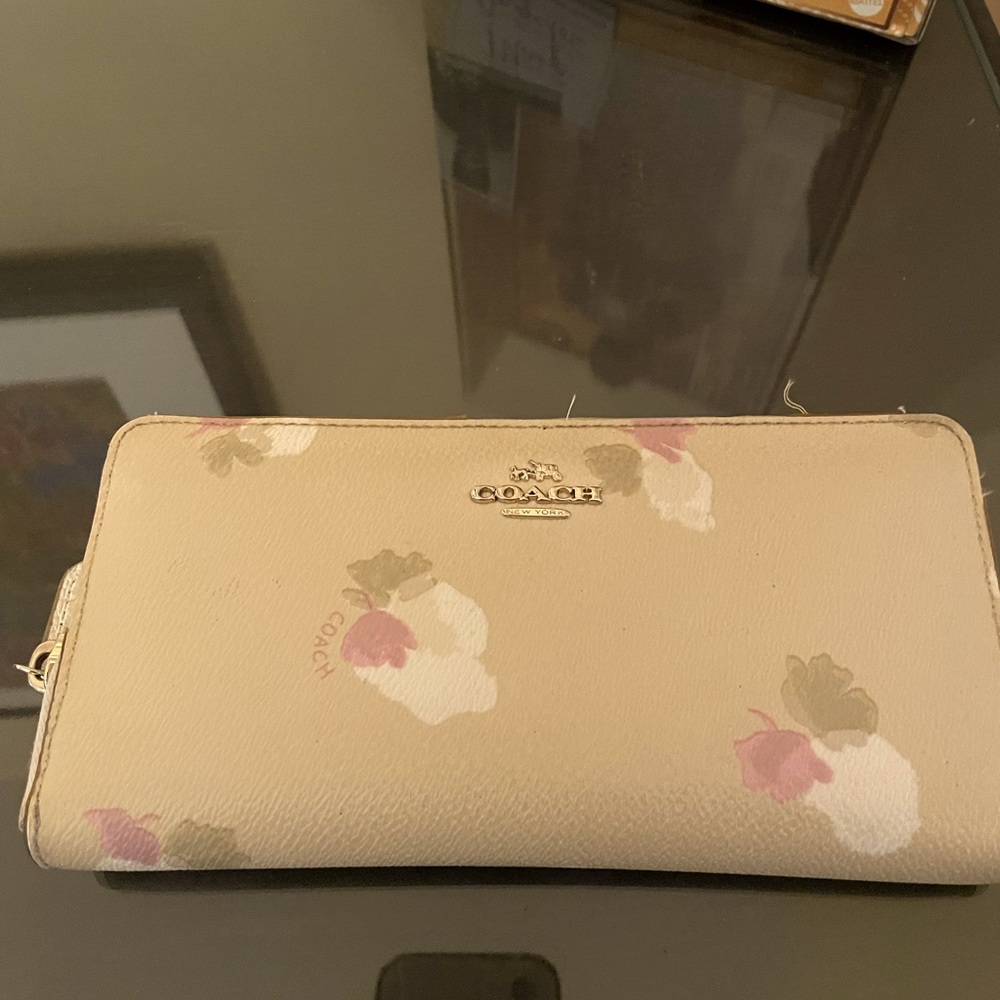 Coach Floral Print Accordion Zip Wallet